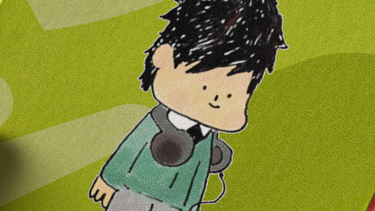 Illustrated image of a young boy with black hair.