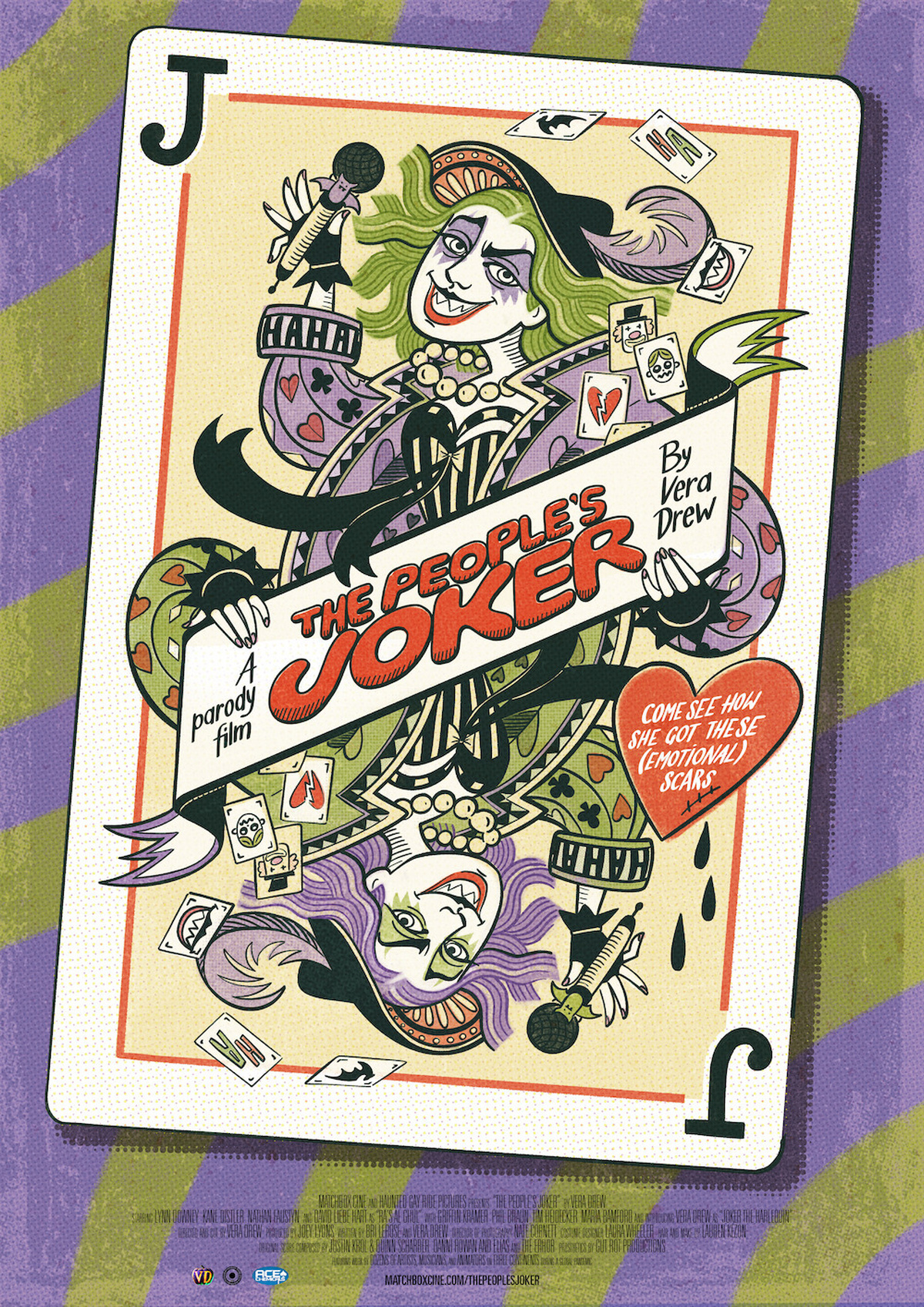 An illustrated image of The People's Joker mirrored in a playing-card like fashion.